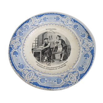 Talking plate Creil-Montereau 19th blue