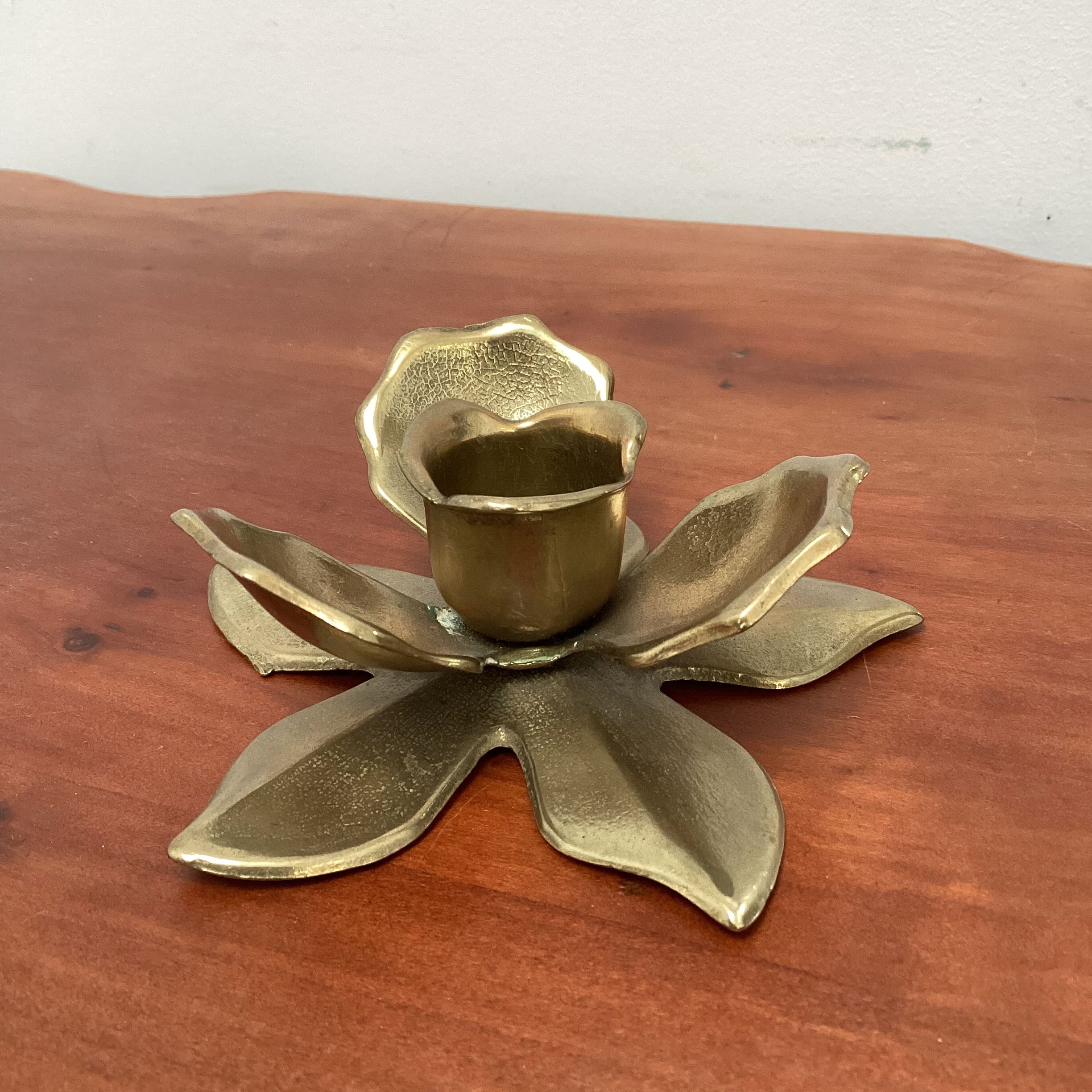 Brass flower candle holder