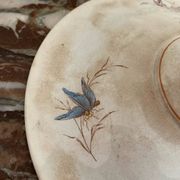 Luneville KG compote dish with poppy and butterfly design.