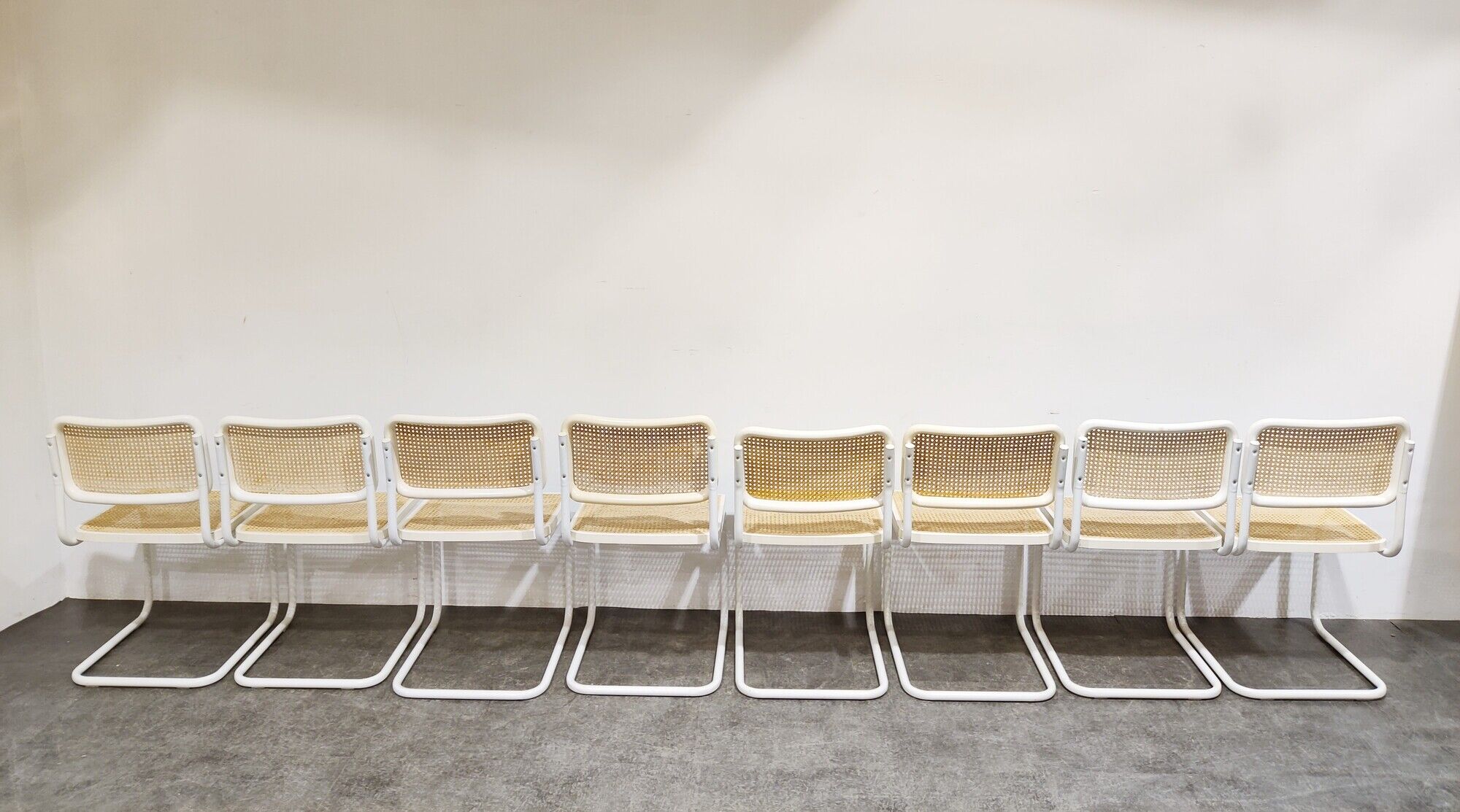 Set of 8 vintage Marcel Breuer Cesca chairs, made in italy, 1970s