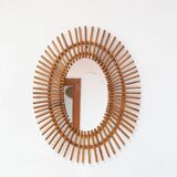 1960s rattan oval mirror (52*41 cm)