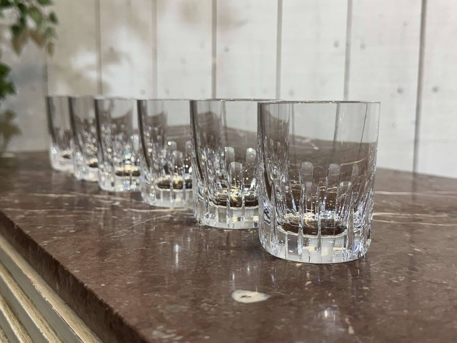 Set of 6 crystal whisky tumblers from Baccarat, Rotary model.