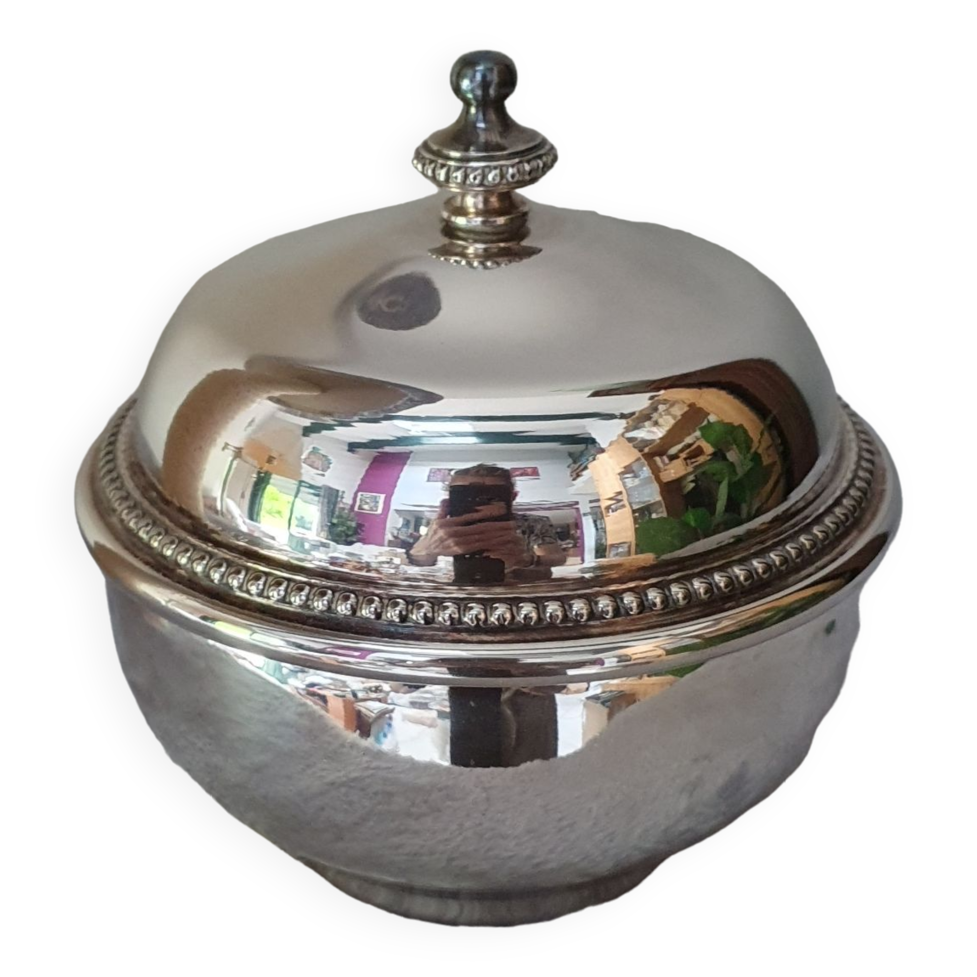 Sugar bowl in vintage silver metal