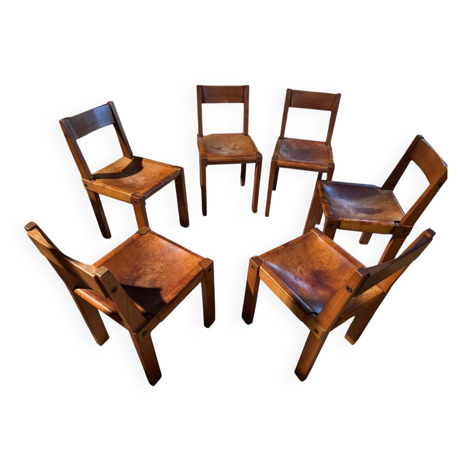 1 lot of 6 chairs by Pierre Chapo