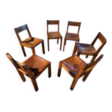 1 lot of 6 chairs by Pierre Chapo