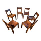 1 lot of 6 chairs by Pierre Chapo