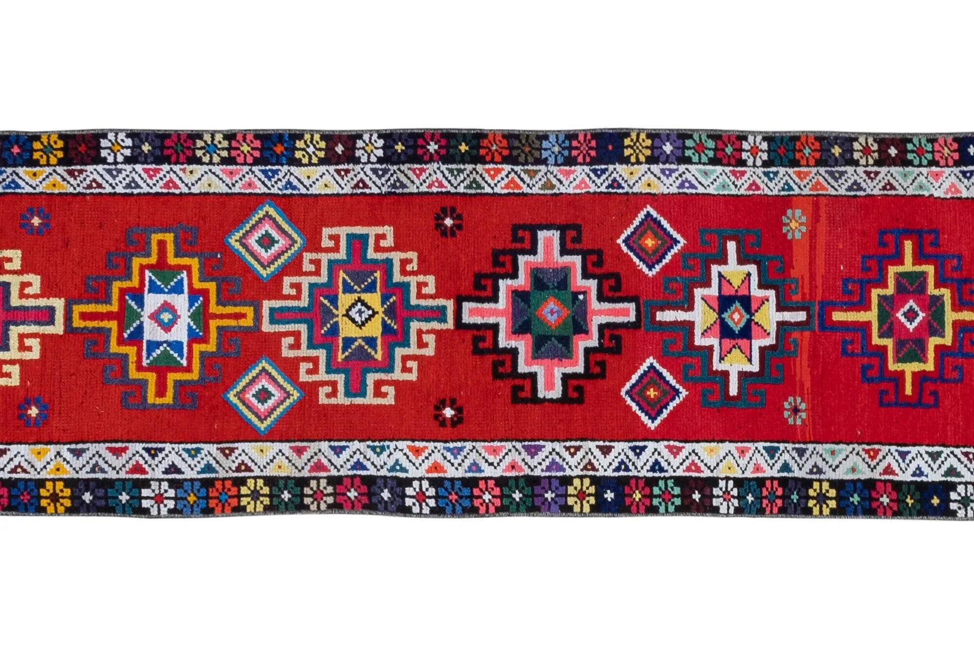 Vintage Turkish hallway rug 74x368 cm