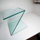 Z-shaped tempered glass side table