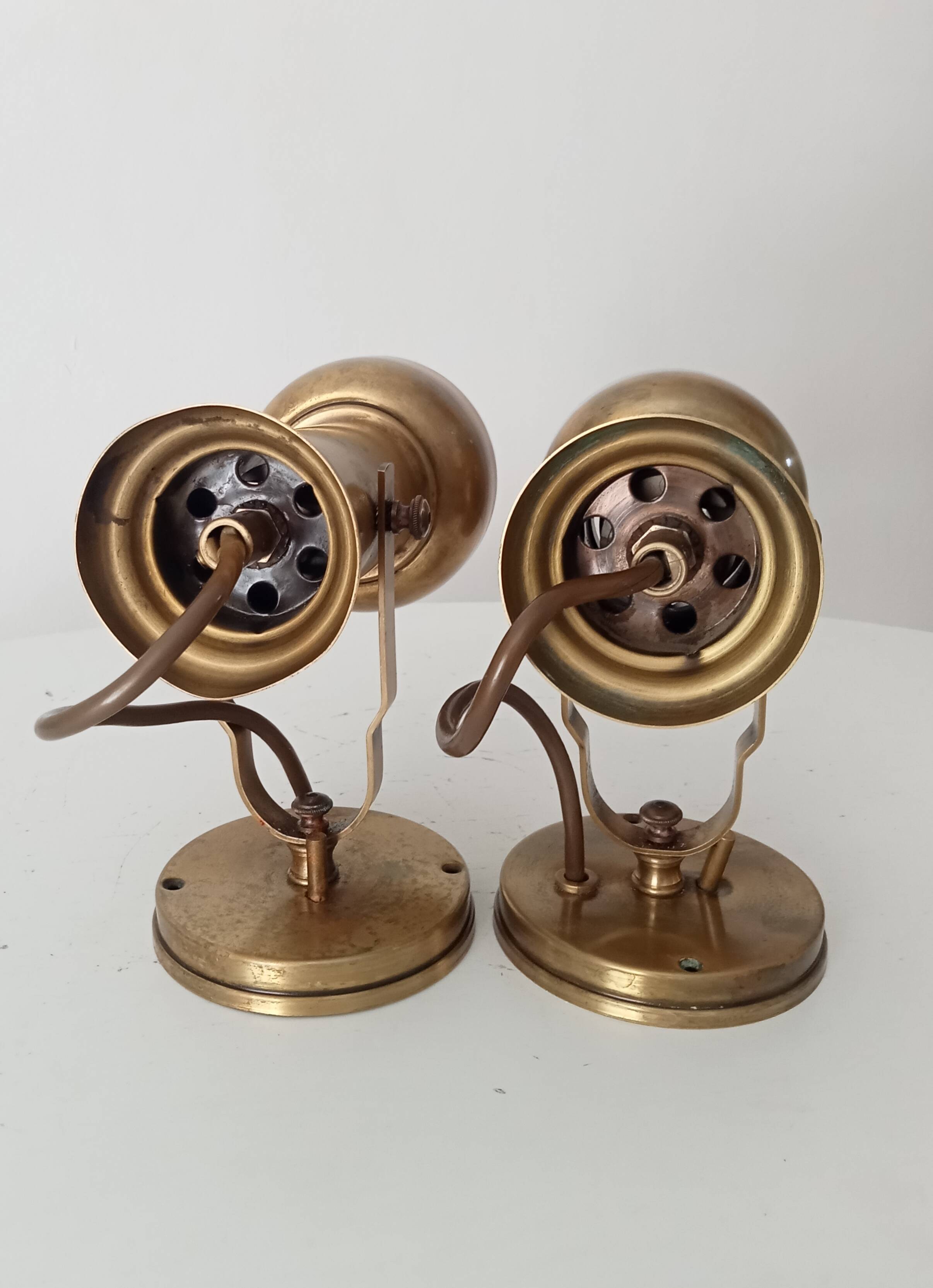 Pair of vintage wall sconces CVL in solid gold brass.