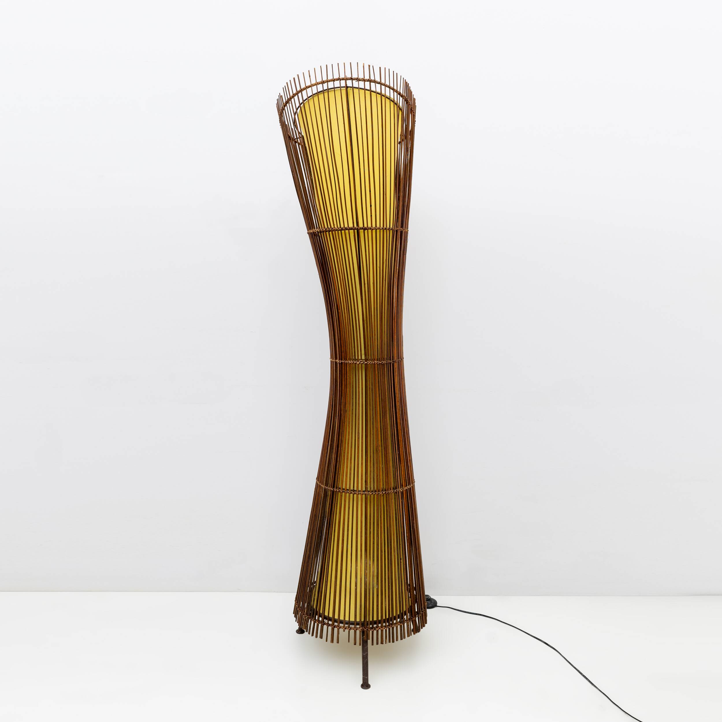 Organic Shaped Bamboo Floor Lamp "Kobe", France, 1980s