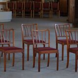Set of 6 modern classic Danish dining chairs, oak with upholstered seats, 1950s.