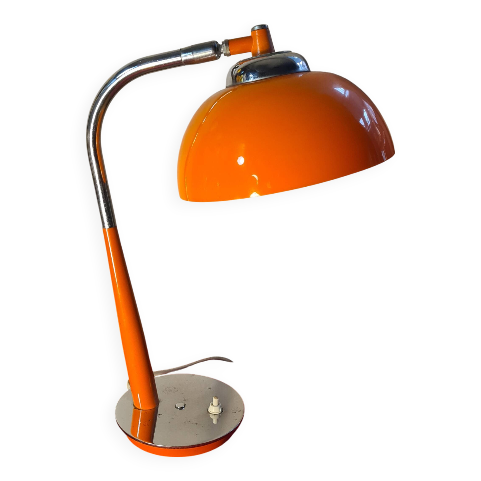 1970s chrome and acrylic desk lamp 40x27elec inter button