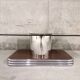 Vintage coffee table in smoked glass, chrome metal and wood décor 60s 70s