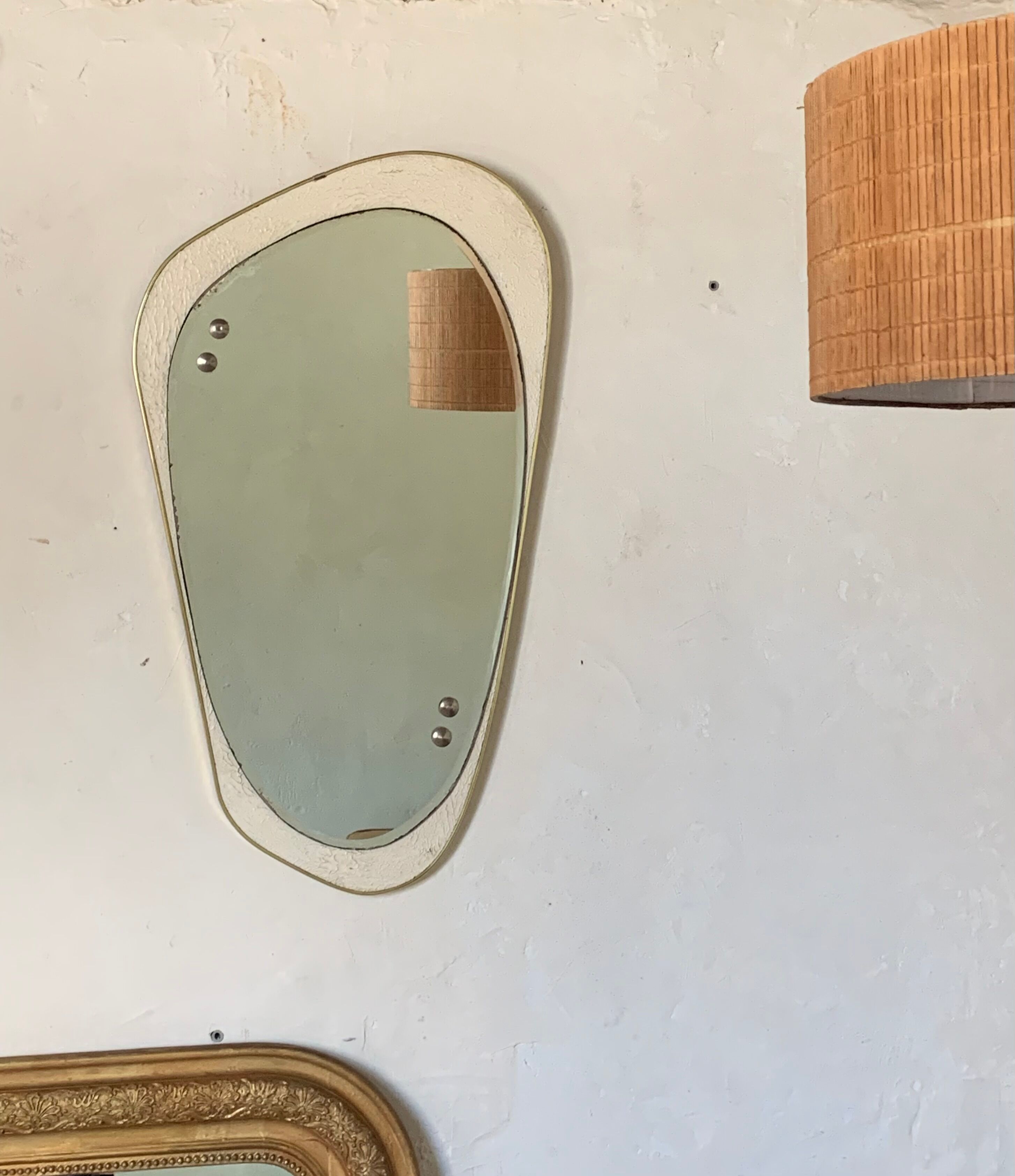Asymmetrical gold wall mirror rearview mirror