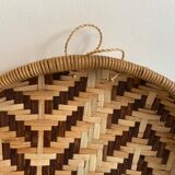 Two-coloured braided wicker basket