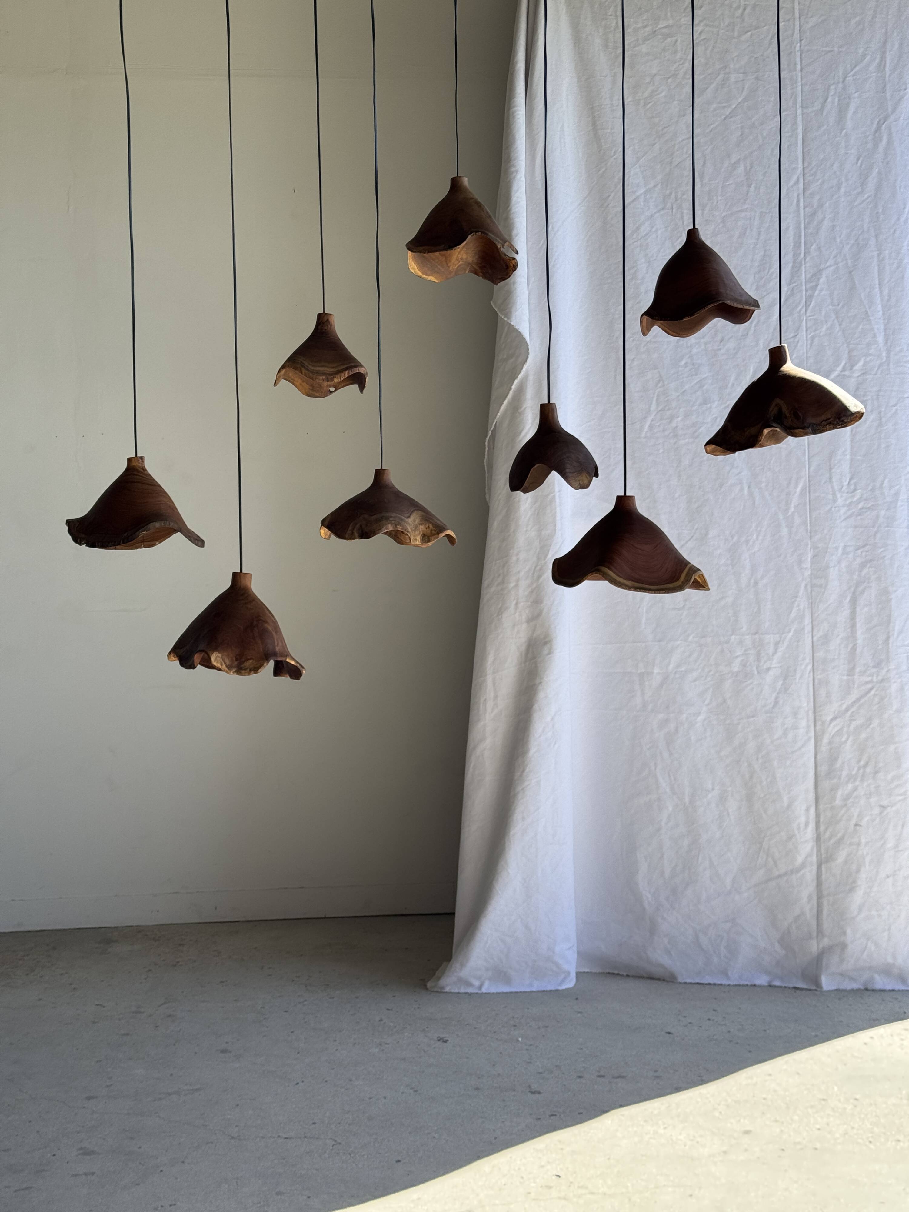Small suspension in organic teak hat D30 H20