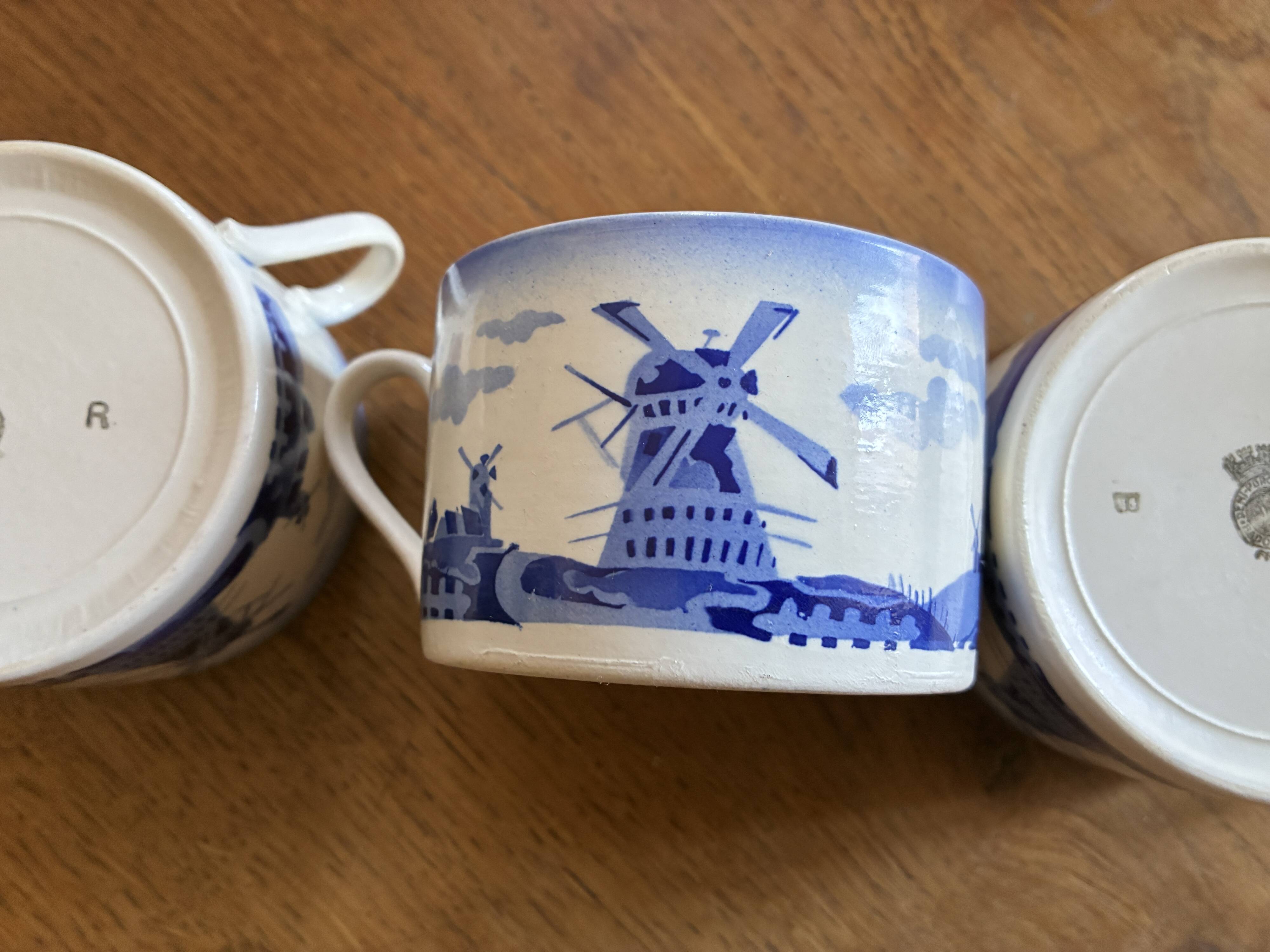 3 antique Badonviller cups