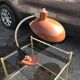 Vintage brown metal desk lamp EAKV, 1950s design, rounded shade.
