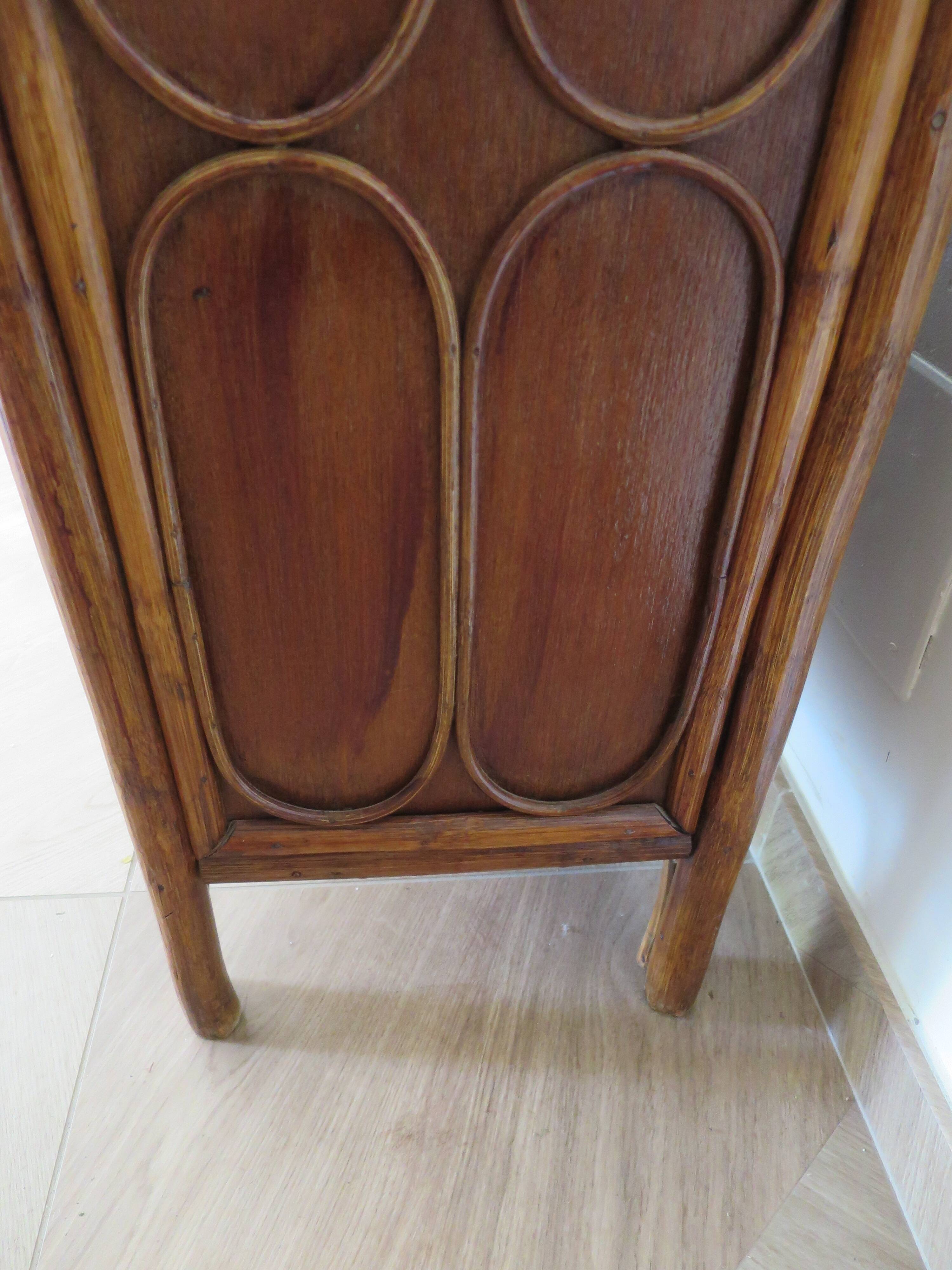 Retro-modernist - Sideboard-bookcase-2 doors-wood-rattan-cane-1960s