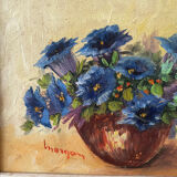 Duo of small flower bouquet paintings