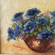 Pair of small paintings, bouquet of flowers