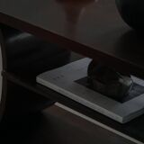 Side table / Low table in Danish Art Deco wood with shelf, 1930s-40s