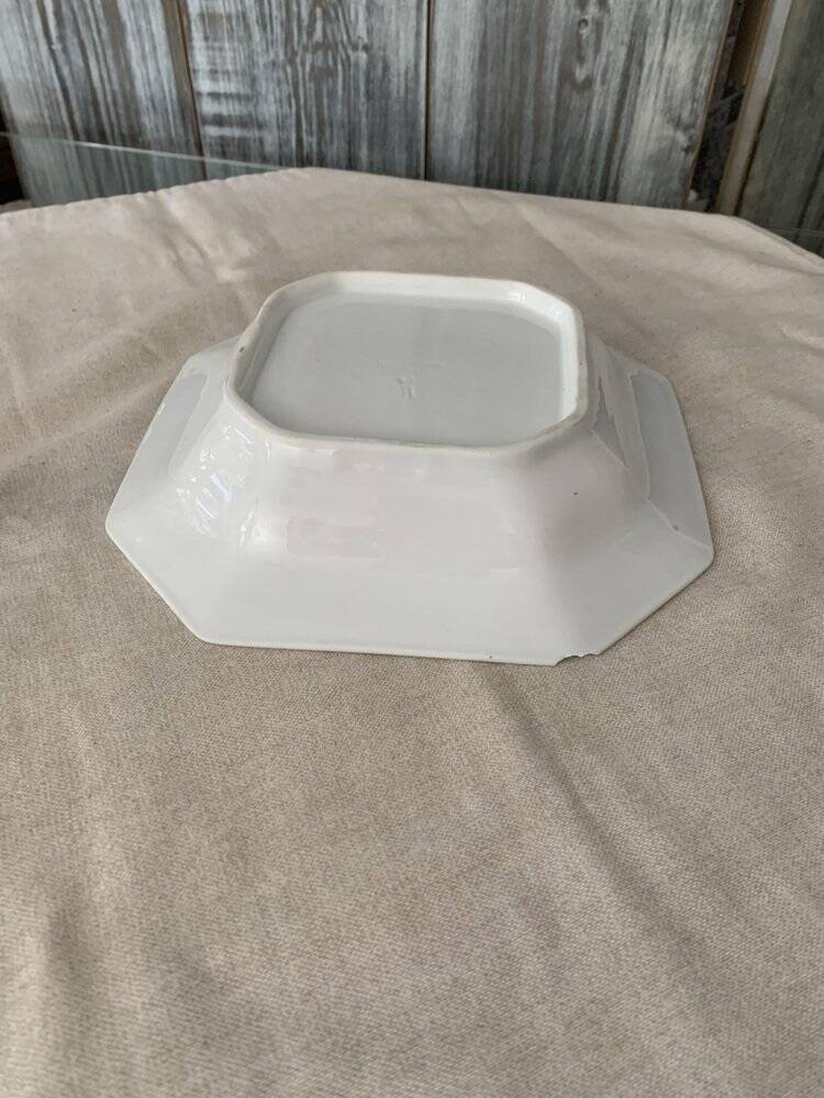 White porcelain bowl by Haas & Czjzek, octagonal rim, 1960s