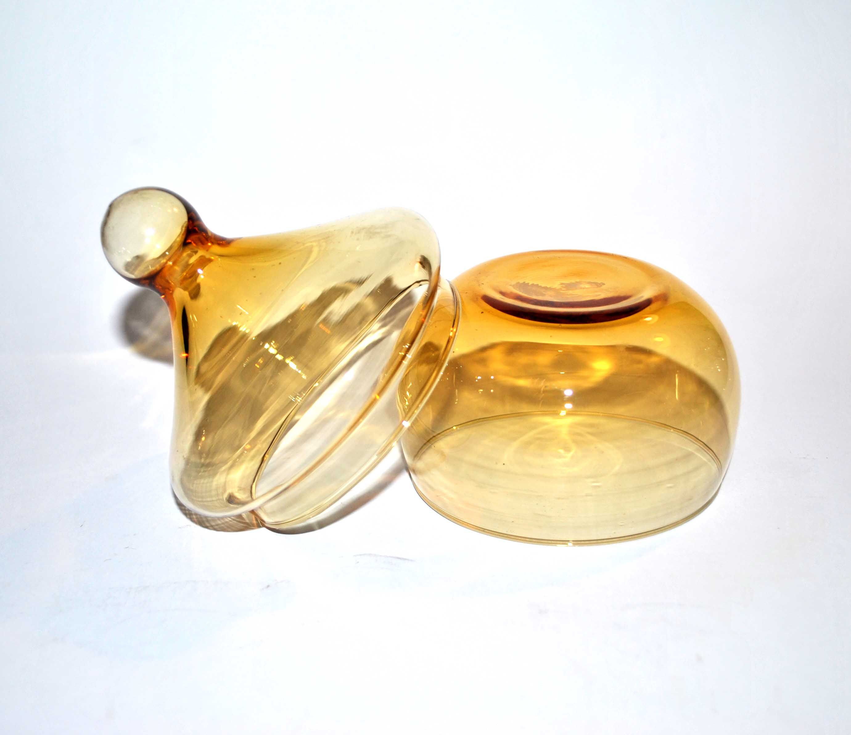 Candy box in orange smoked glass 1960-1970