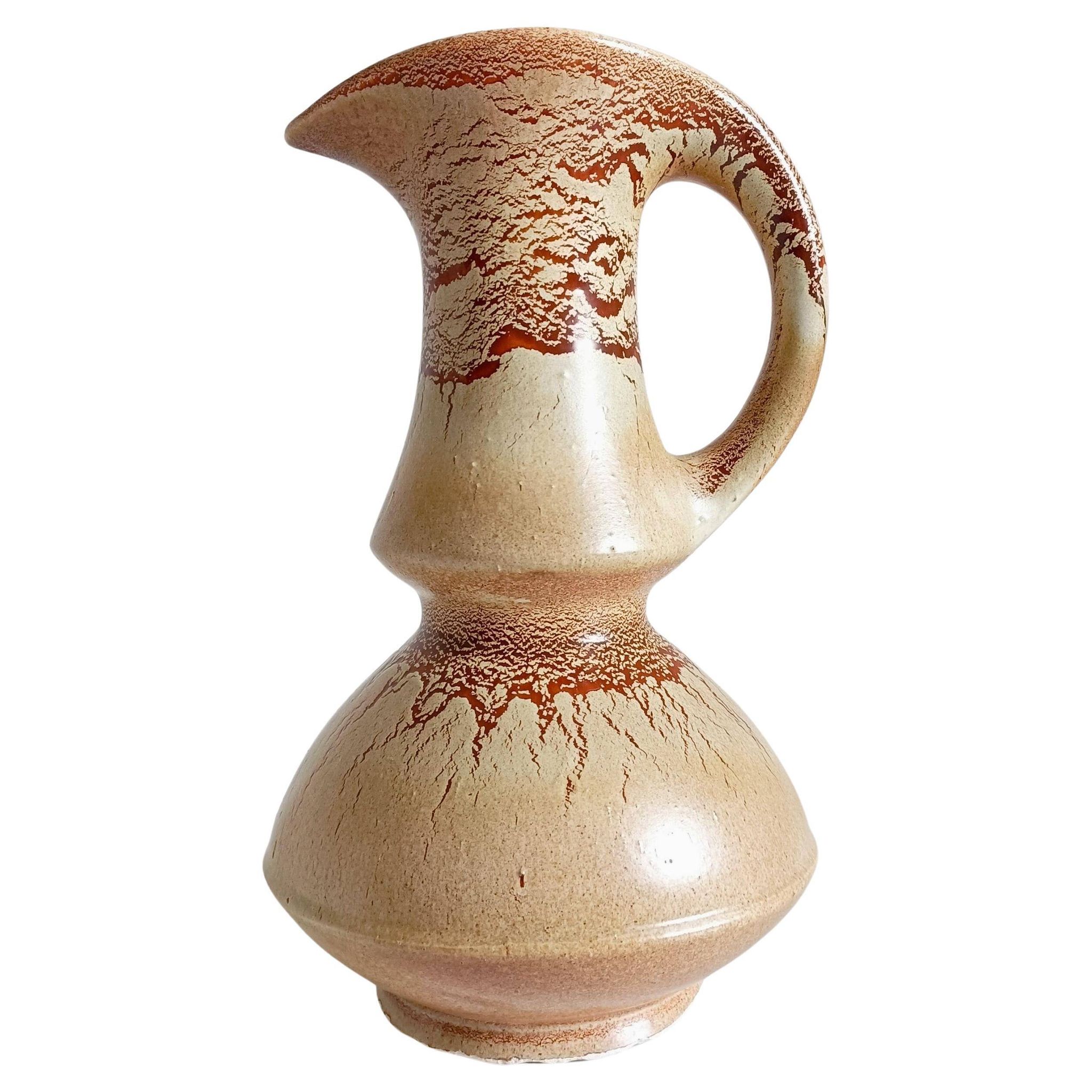 Mid-Century Ceramic Jug Vase by Roberto Rigon for Bertoncello, Signed, 1960s