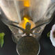 Antique glass and bronze candlestick