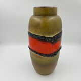 Khaki and red ceramic vase