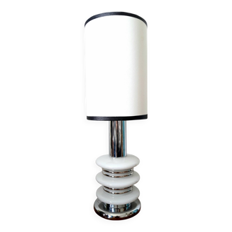 German space age lamp, opaline and chromed metal, 1970
