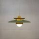 Lampe suspendue laquée verte vintage - Danemark 1980 -