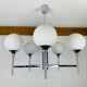 Lustre 5 globes chrome et opaline 1970