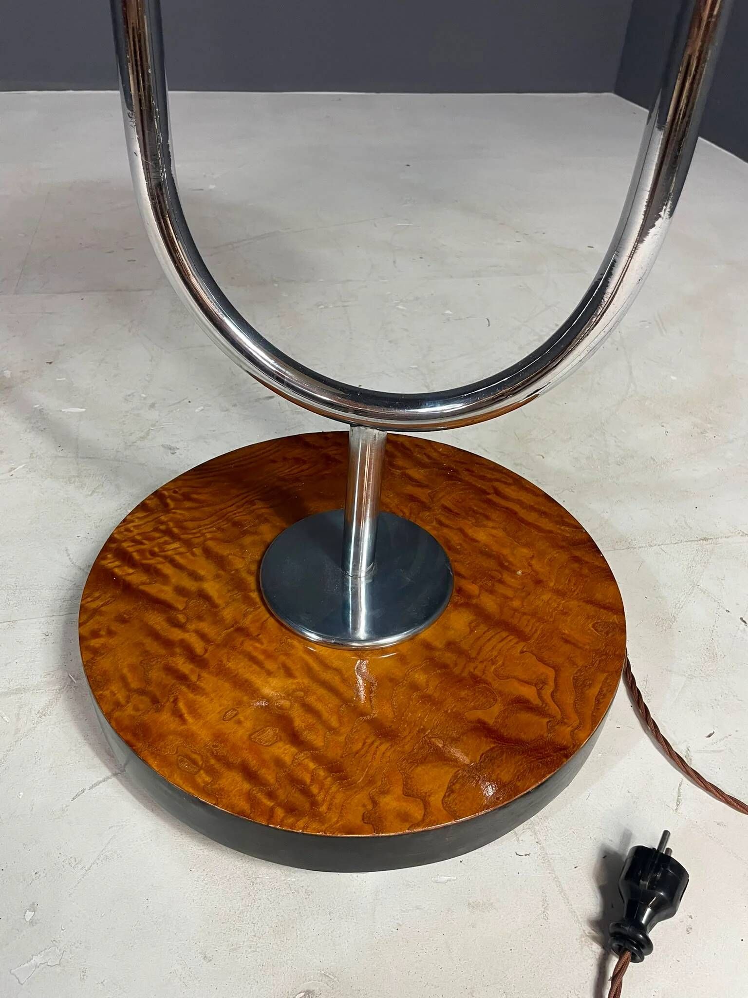 Restored Bauhaus floor lamp with integrated table by R. Slezák