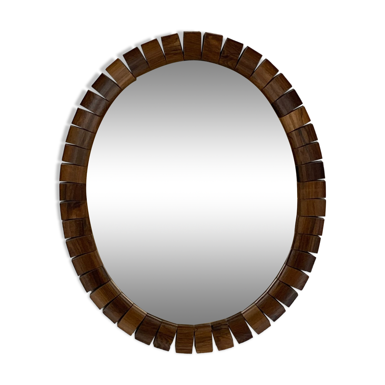 Mid-Century Danish Teak and Rosewood oval Mirror, 1960s