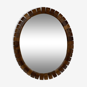 Mid-Century Danish Teak and Rosewood oval Mirror, 1960s