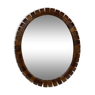 Mid-Century Danish Teak and Rosewood oval Mirror, 1960s