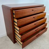 Old Scandinavian style chest of drawers in teak, 70s design, Hülsta vintage brand