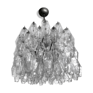 lustre en verre Poliedri Carlo Scarpa pour Venini, italie années 1960