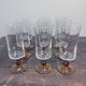 Set of 9 Vintage Amber Stemmed Glasses – 1970s