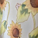 Large sunflower lamp signed silk and rattan 1970