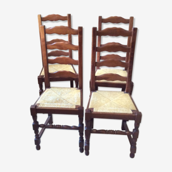 Lot de 4 chaises paille