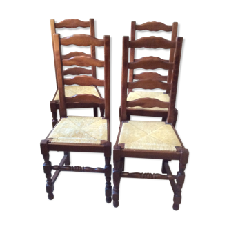Set of 4 straw chairs