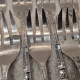 12 silver-plated cake forks, Ercuis goldsmith, Russian handle