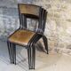 4 chaises d'école pieds fuselés métal et bois