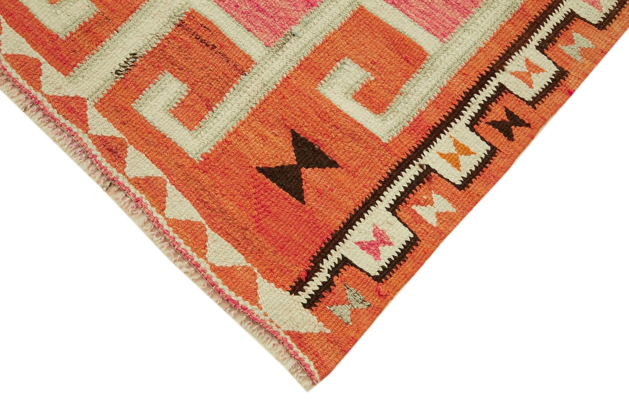 Turkish Handwoven Vintage Herki Kilim 98 cm x 322 cm