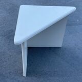 Set of three triangle side tables wood white creme design