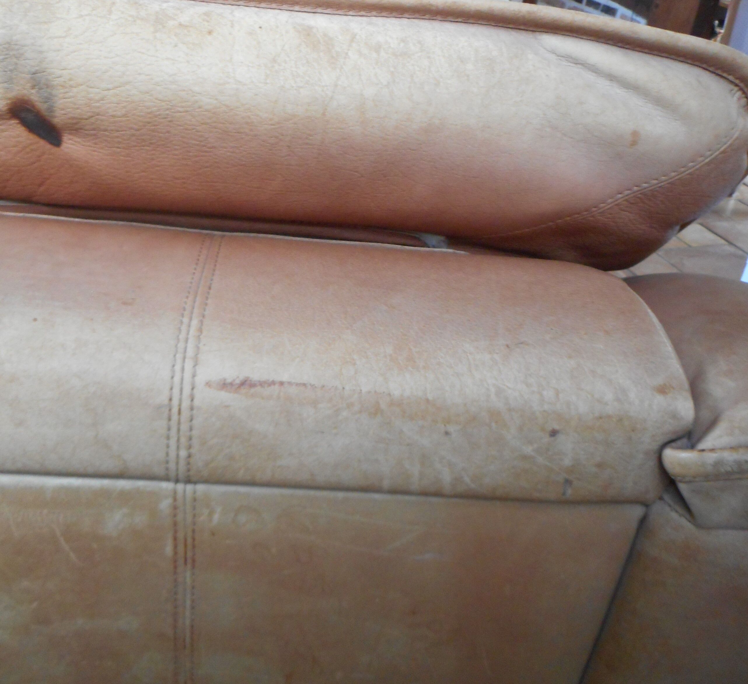 Vintage leather sofa Roche Bobois - extendable lounge seat