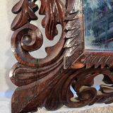 19th century mirror in carved and openwork chestnut